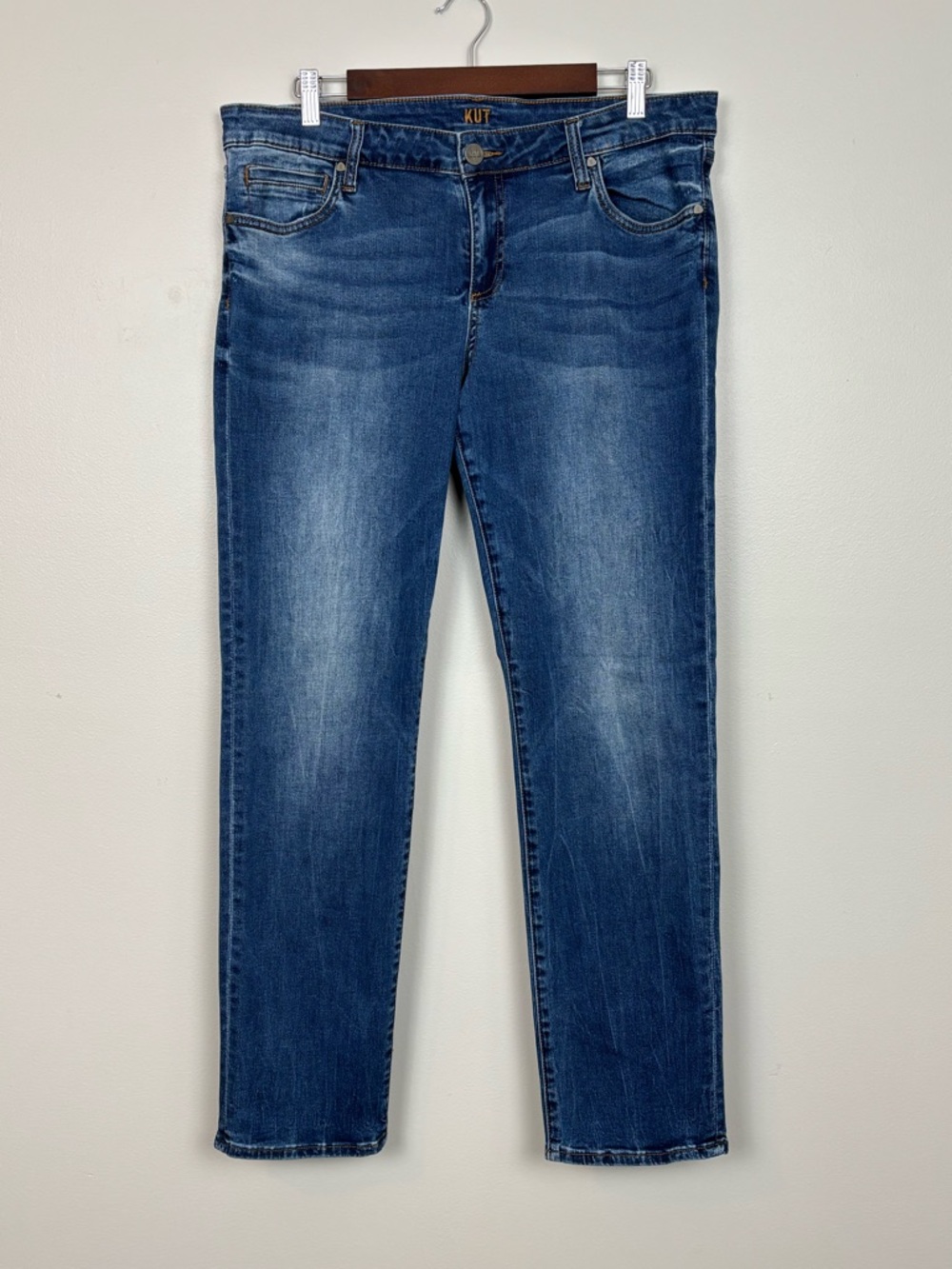 Kut From The Kloth Jeans Womens 12 Blue Boyfriend Mid Rise Med Wash Denim